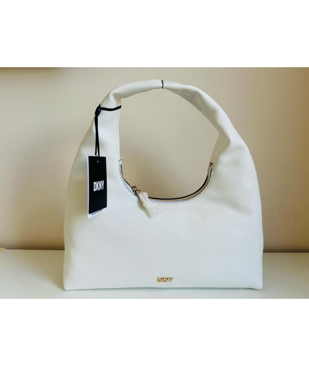 DKNY Белая сумка с короткими ручками из искусственной кожи, фото 2