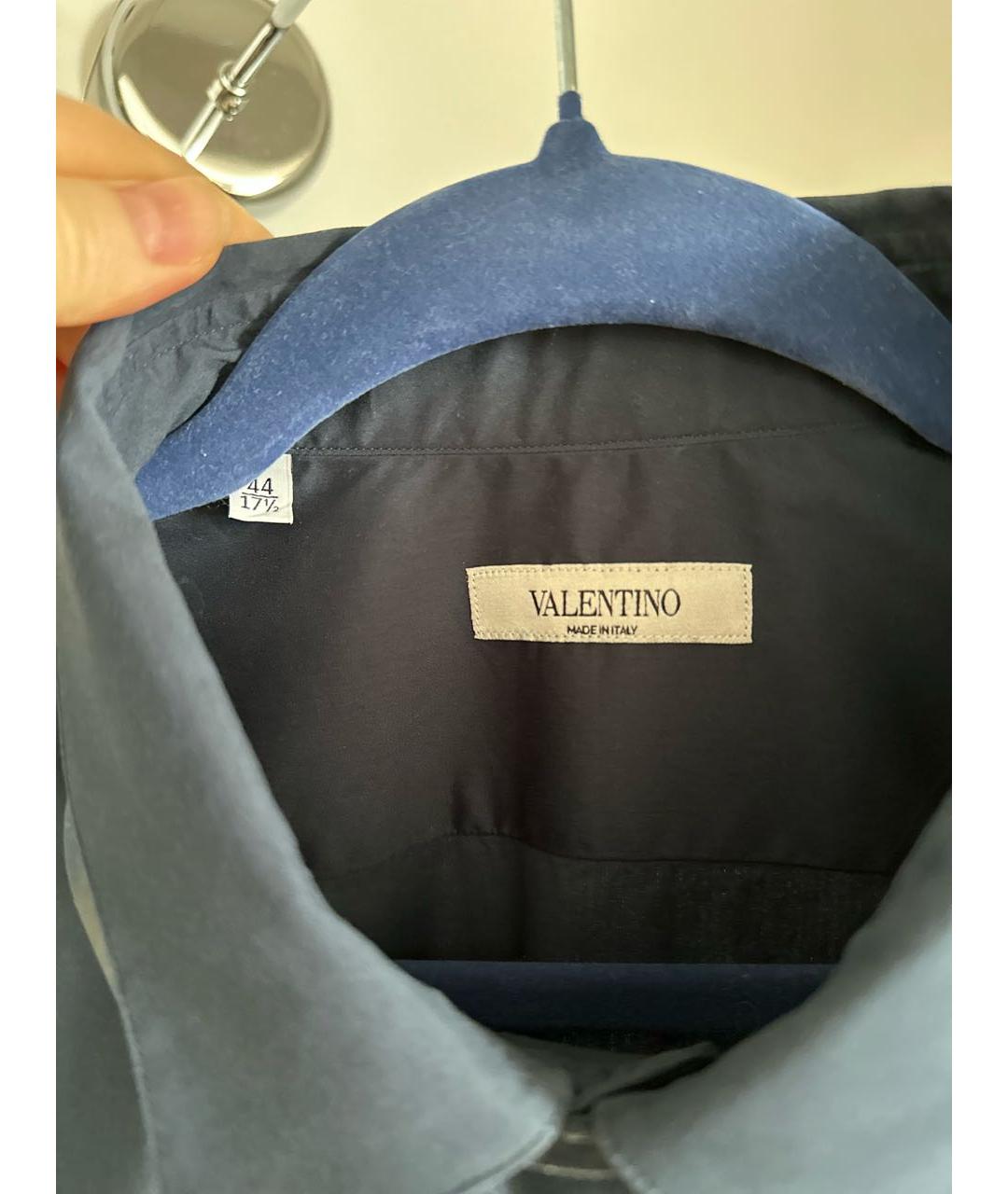 VALENTINO Темно-синяя хлопковая классическая рубашка, фото 3