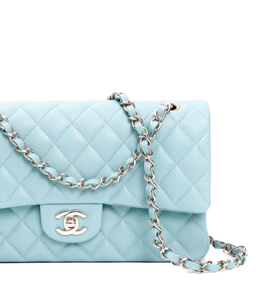 CHANEL Голубая кожаная сумка через плечо, фото 5