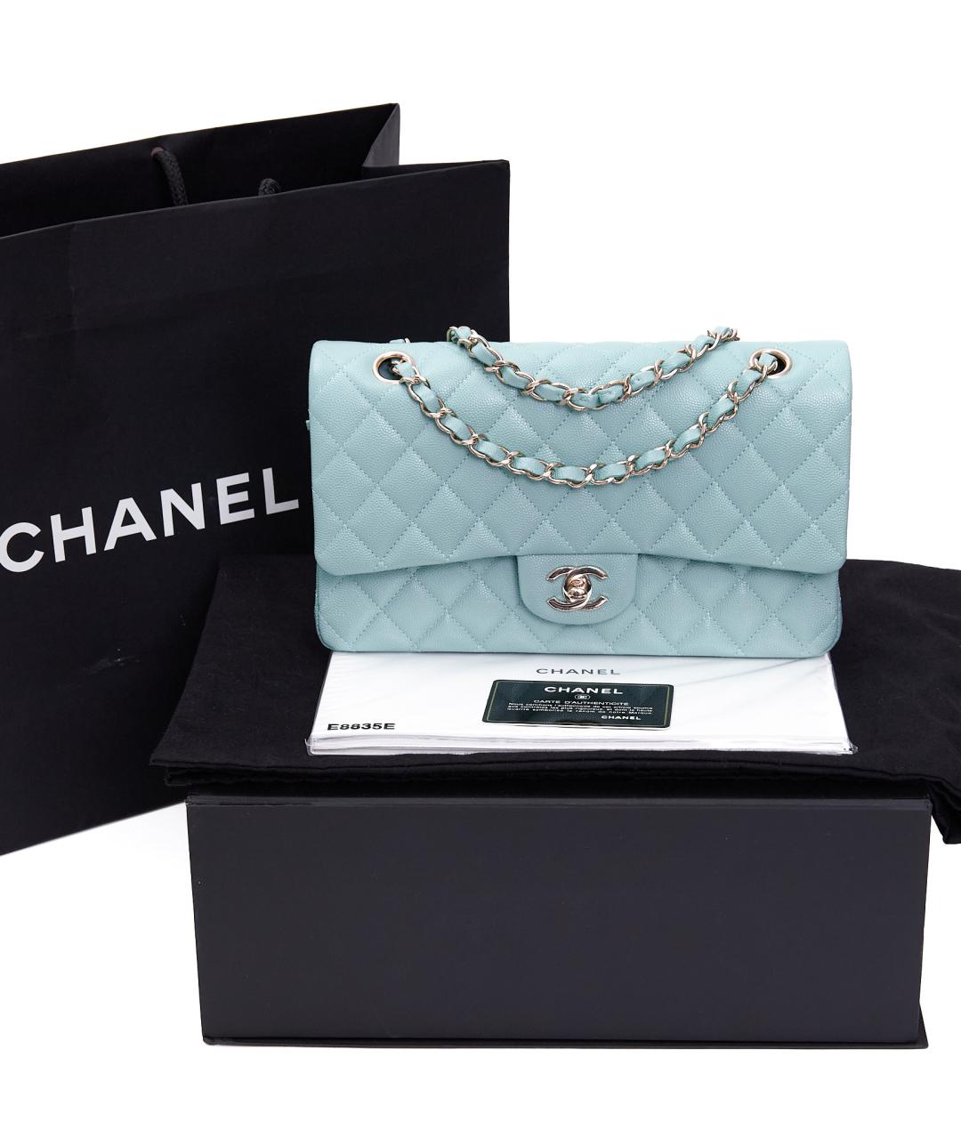 CHANEL Голубая кожаная сумка через плечо, фото 9