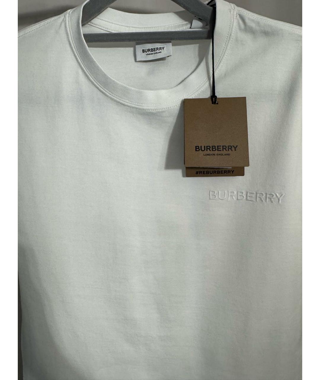 BURBERRY Белая хлопковая футболка, фото 7