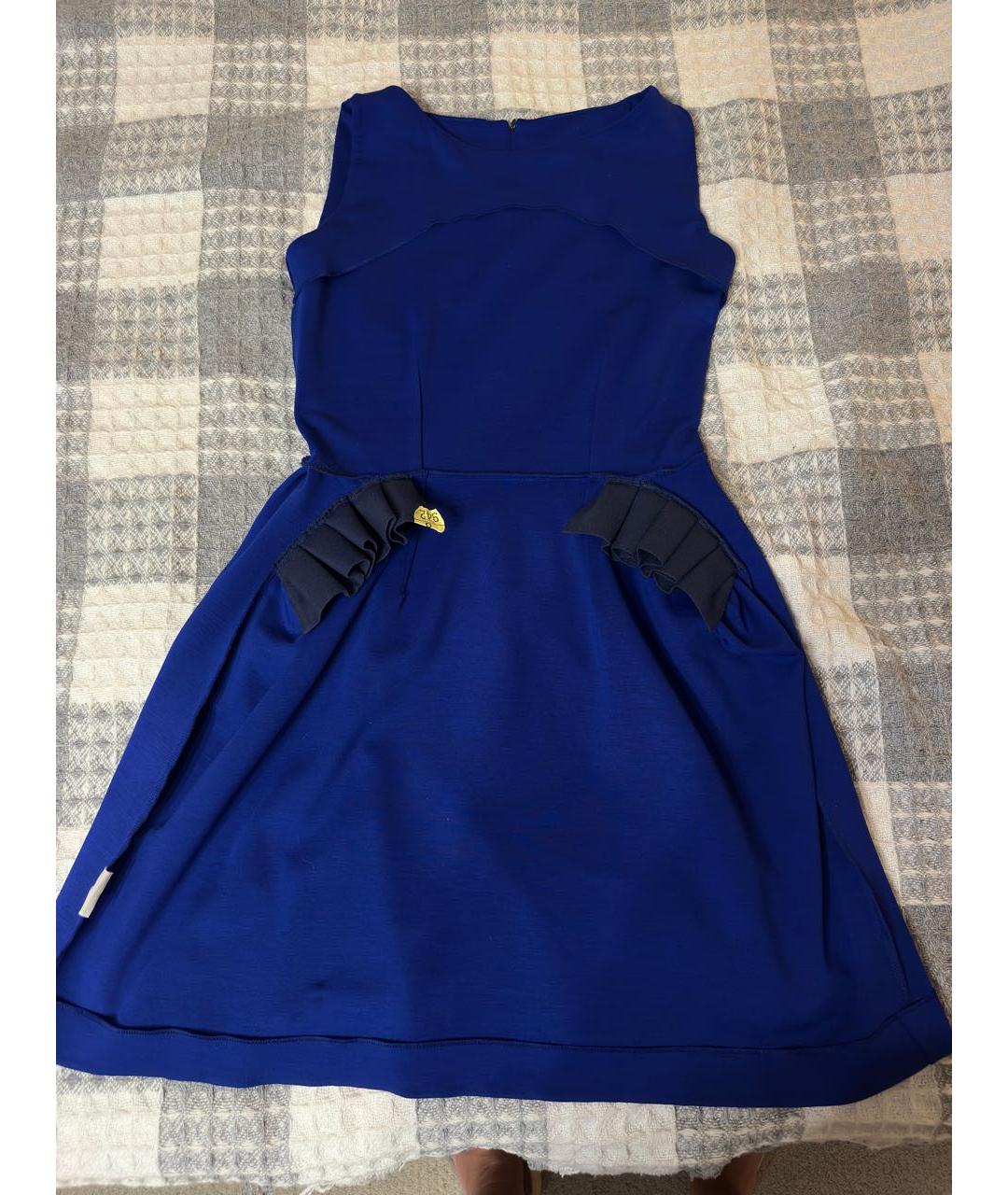 SAINT LAURENT Синее шерстяное повседневное платье, фото 3