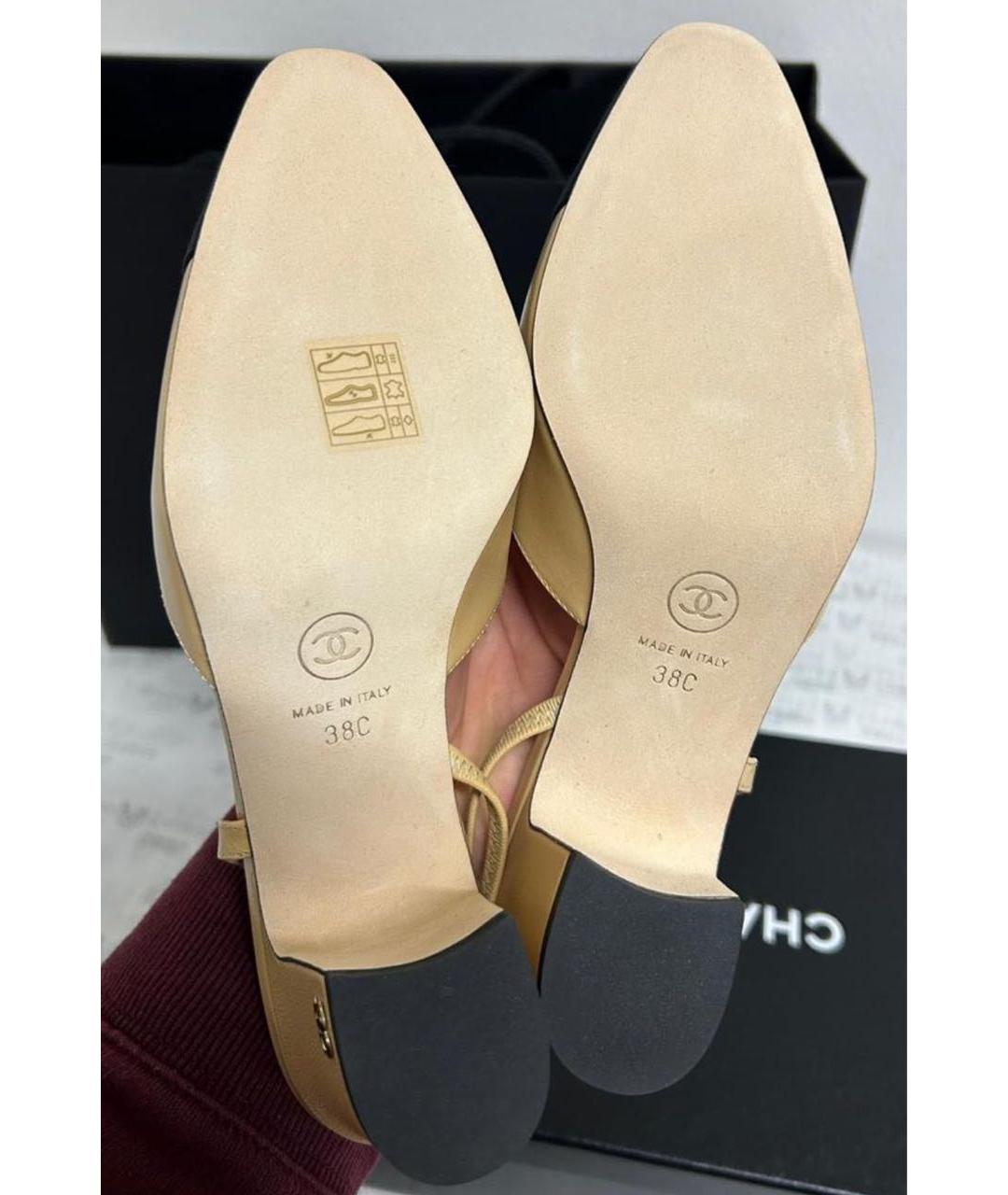 CHANEL Бежевые кожаные туфли, фото 5