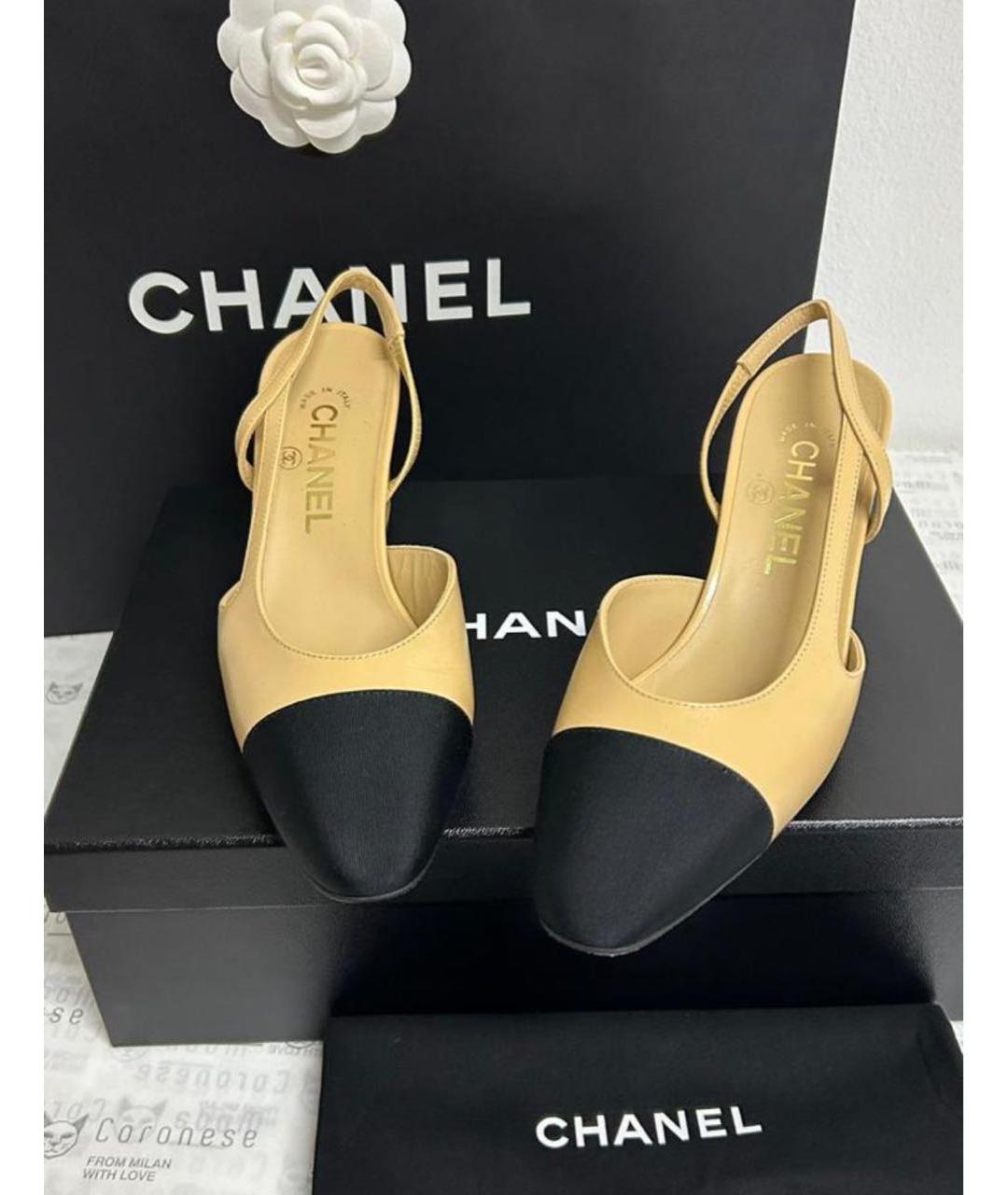 CHANEL Бежевые кожаные туфли, фото 3