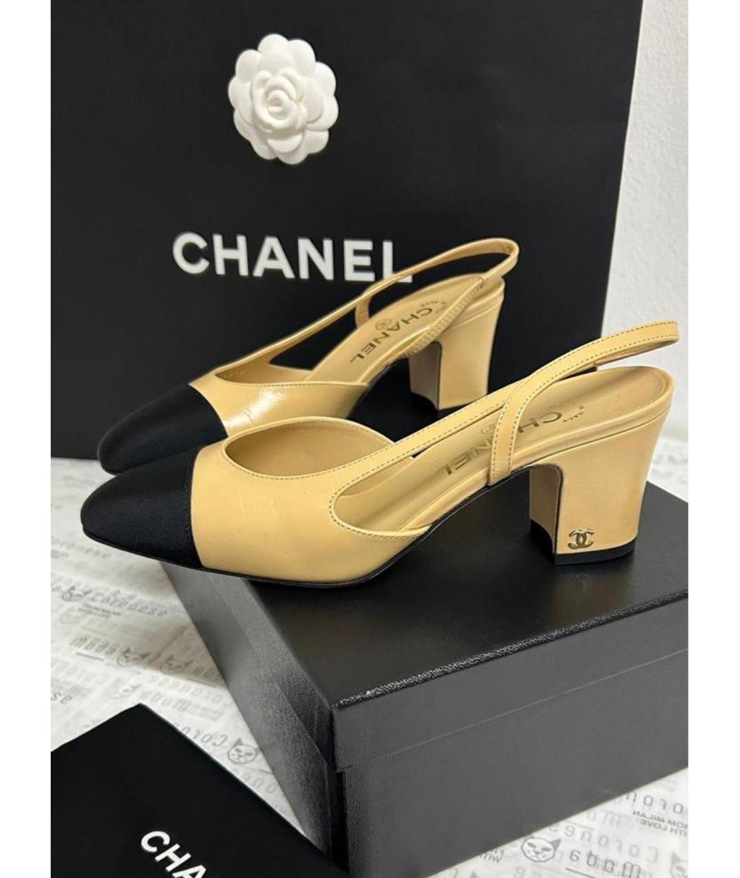 CHANEL Бежевые кожаные туфли, фото 9