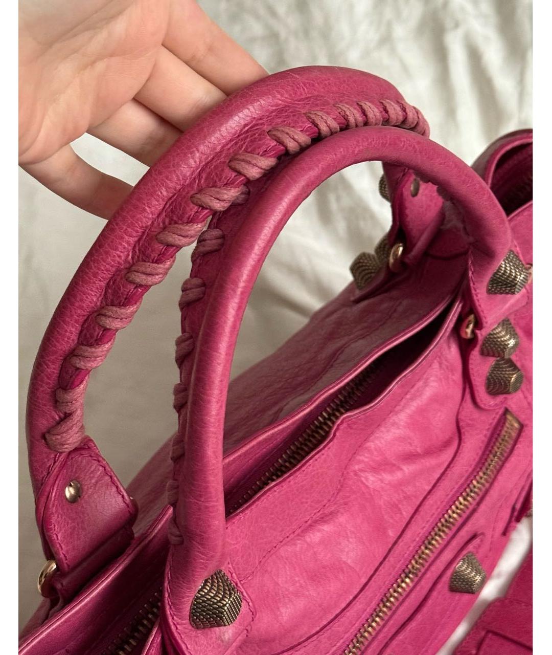 BALENCIAGA Розовая кожаная сумка с короткими ручками, фото 3