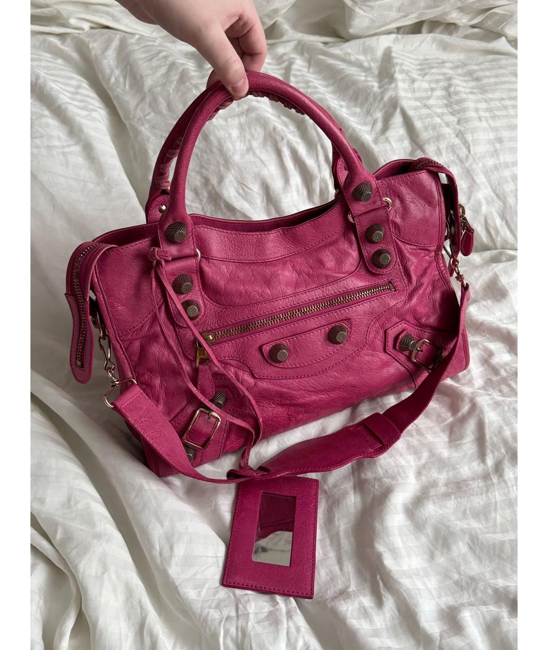 BALENCIAGA Розовая кожаная сумка с короткими ручками, фото 9