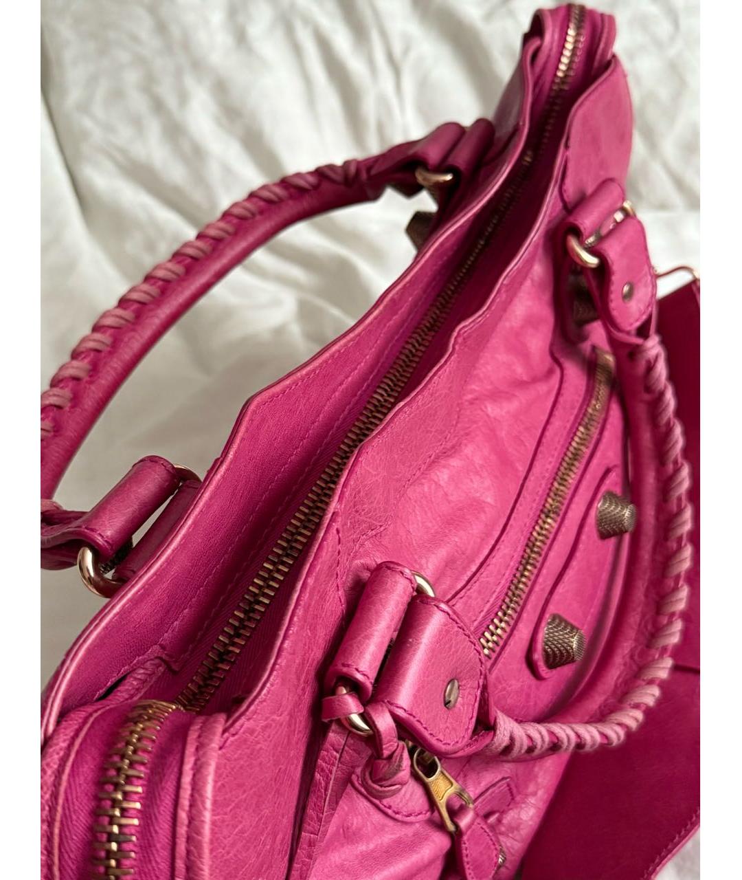 BALENCIAGA Розовая кожаная сумка с короткими ручками, фото 7