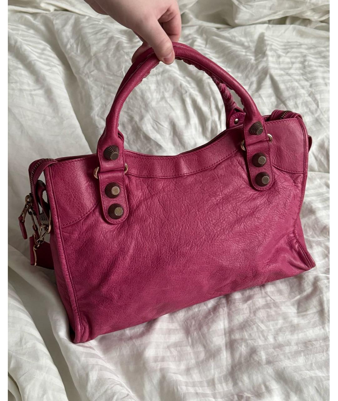 BALENCIAGA Розовая кожаная сумка с короткими ручками, фото 2