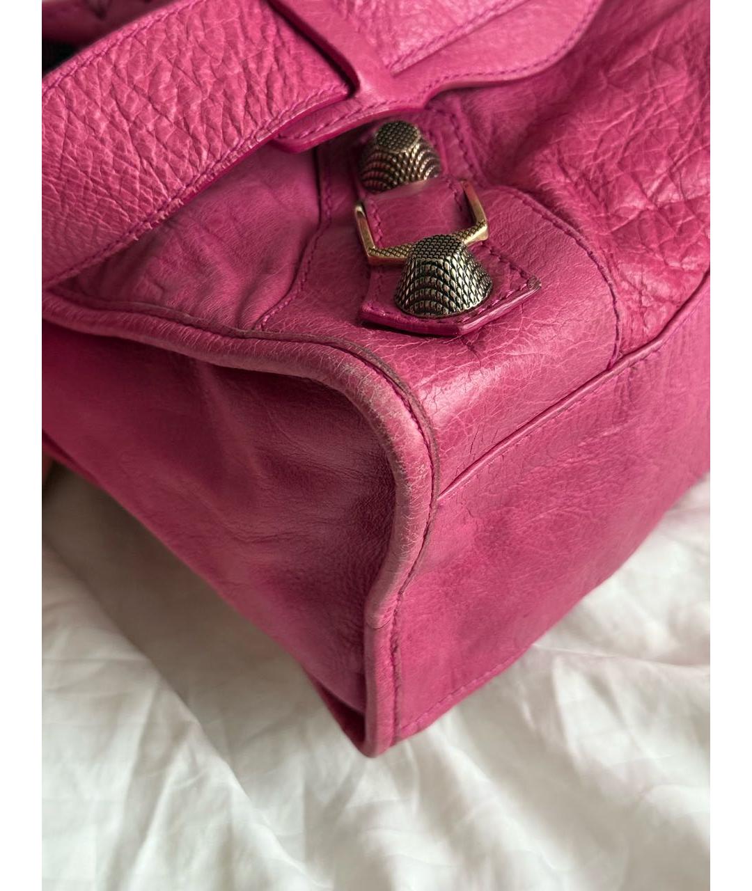 BALENCIAGA Розовая кожаная сумка с короткими ручками, фото 6