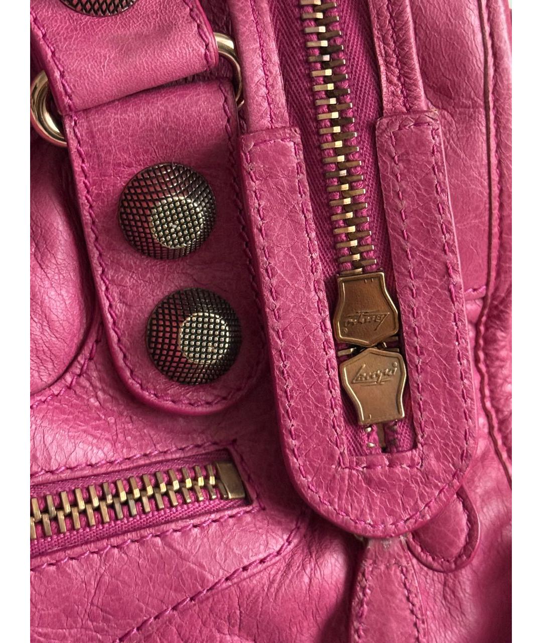 BALENCIAGA Розовая кожаная сумка с короткими ручками, фото 4
