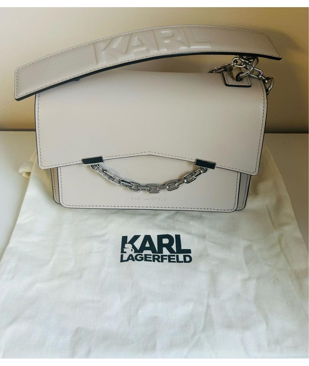 KARL LAGERFELD Серая кожаная сумка через плечо, фото 8