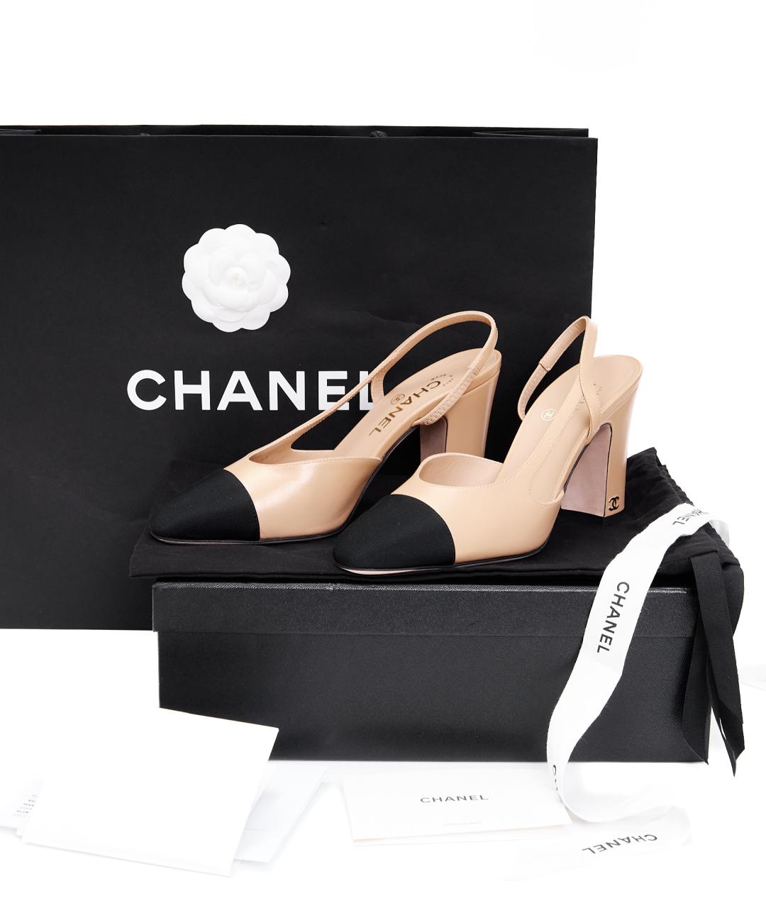 CHANEL Бежевые кожаные туфли, фото 8