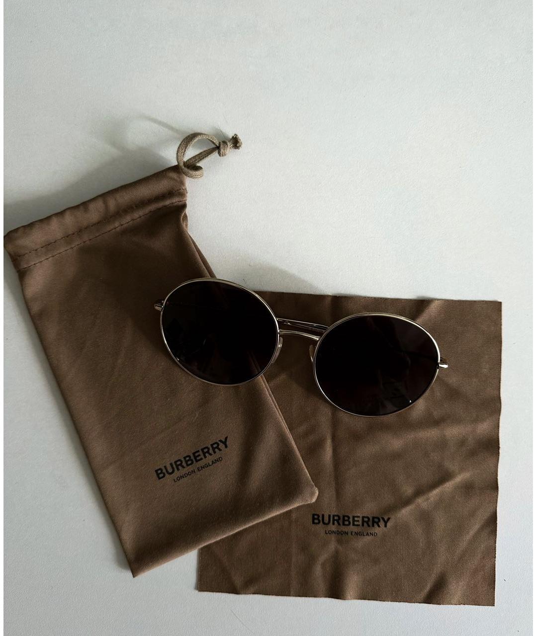 BURBERRY Золотые металлические солнцезащитные очки, фото 4
