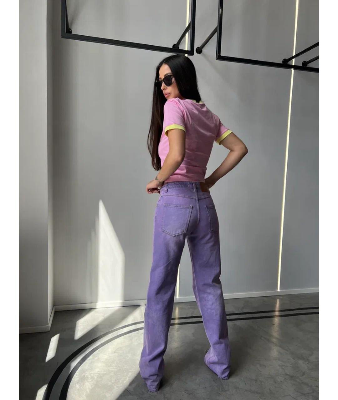 MSGM Фиолетовые хлопковые прямые джинсы, фото 3