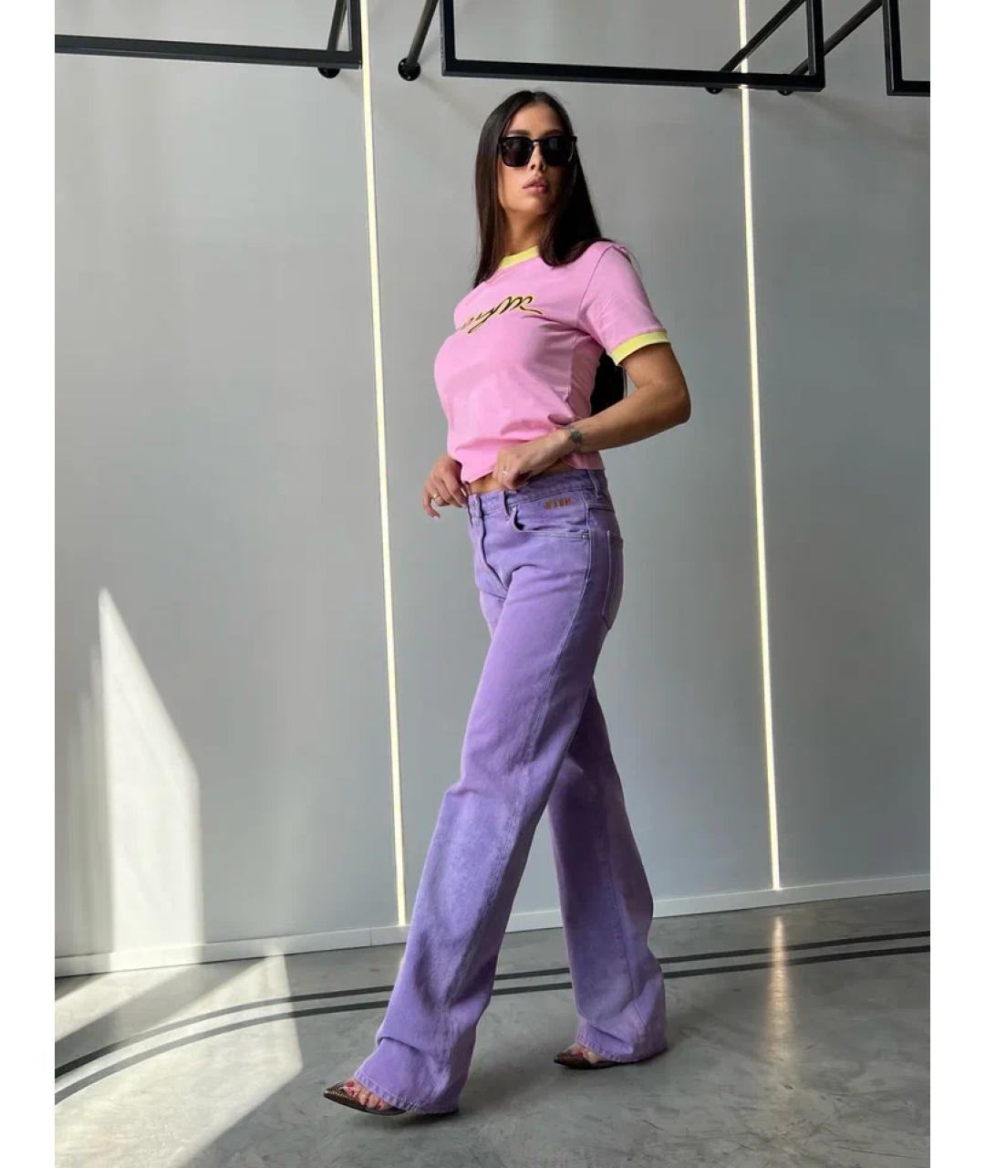 MSGM Фиолетовые хлопковые прямые джинсы, фото 4