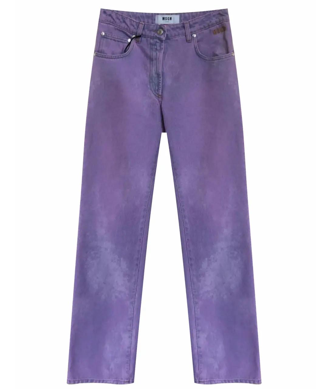 MSGM Фиолетовые хлопковые прямые джинсы, фото 1