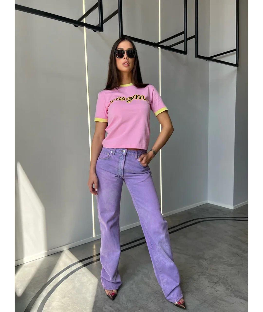MSGM Фиолетовые хлопковые прямые джинсы, фото 2