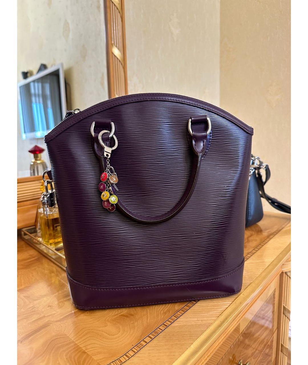 LOUIS VUITTON Фиолетовая кожаная сумка с короткими ручками, фото 3