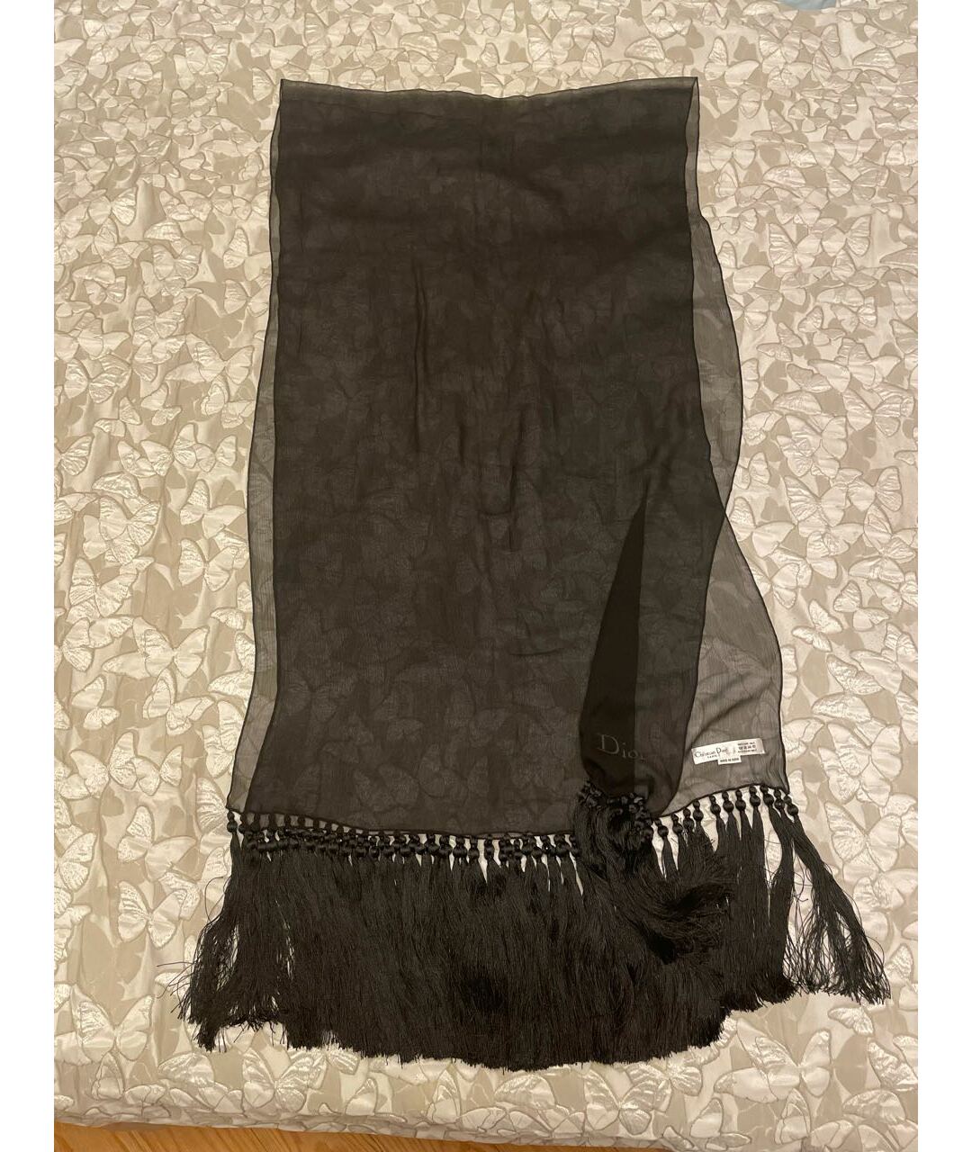 CHRISTIAN DIOR PRE-OWNED Черный шелковый шарф, фото 6