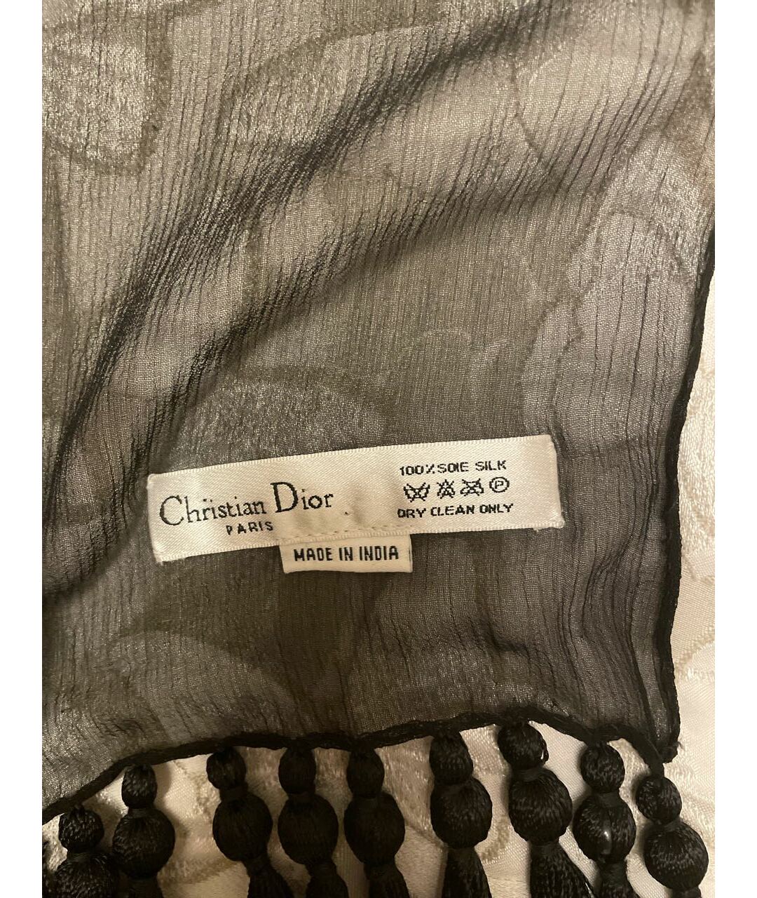 CHRISTIAN DIOR PRE-OWNED Черный шелковый шарф, фото 4