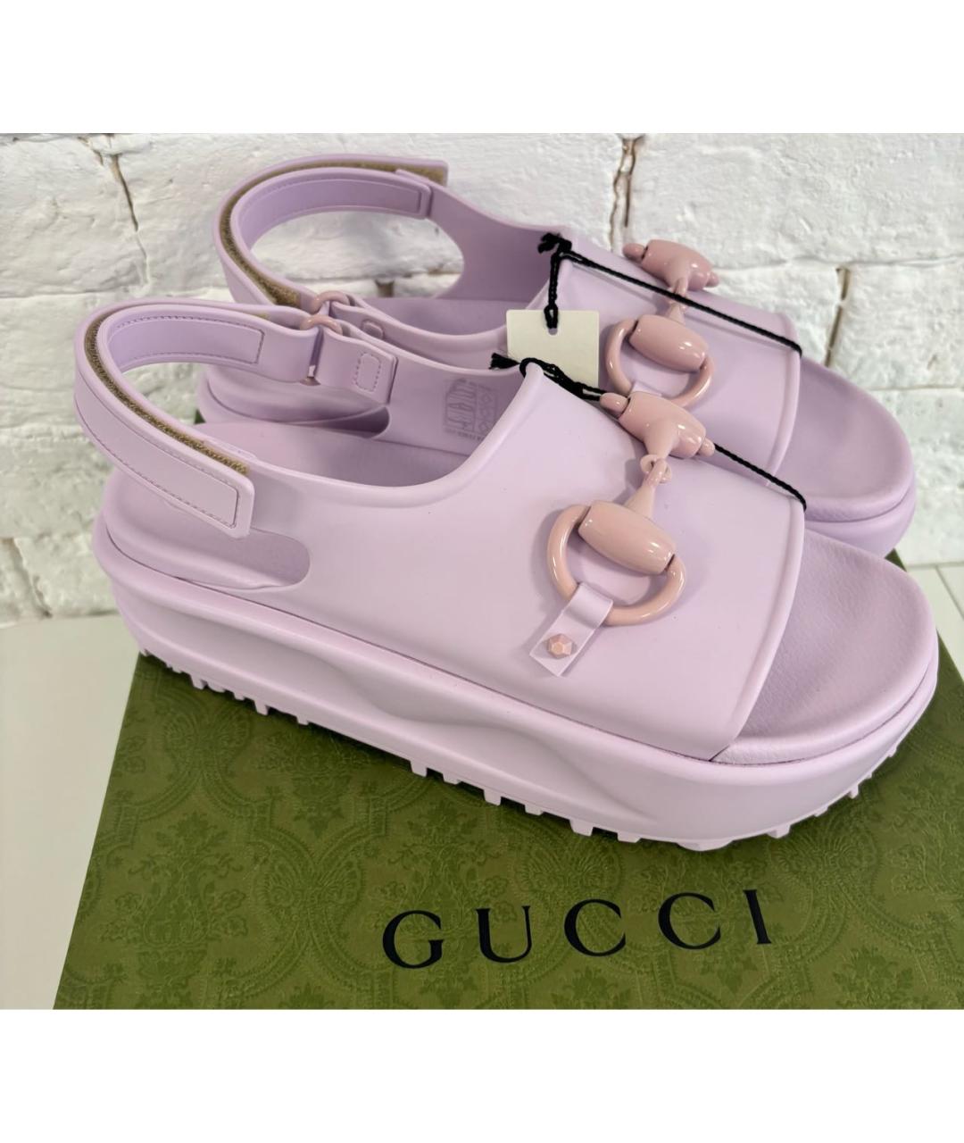 GUCCI Фиолетовые резиновые сандалии, фото 8