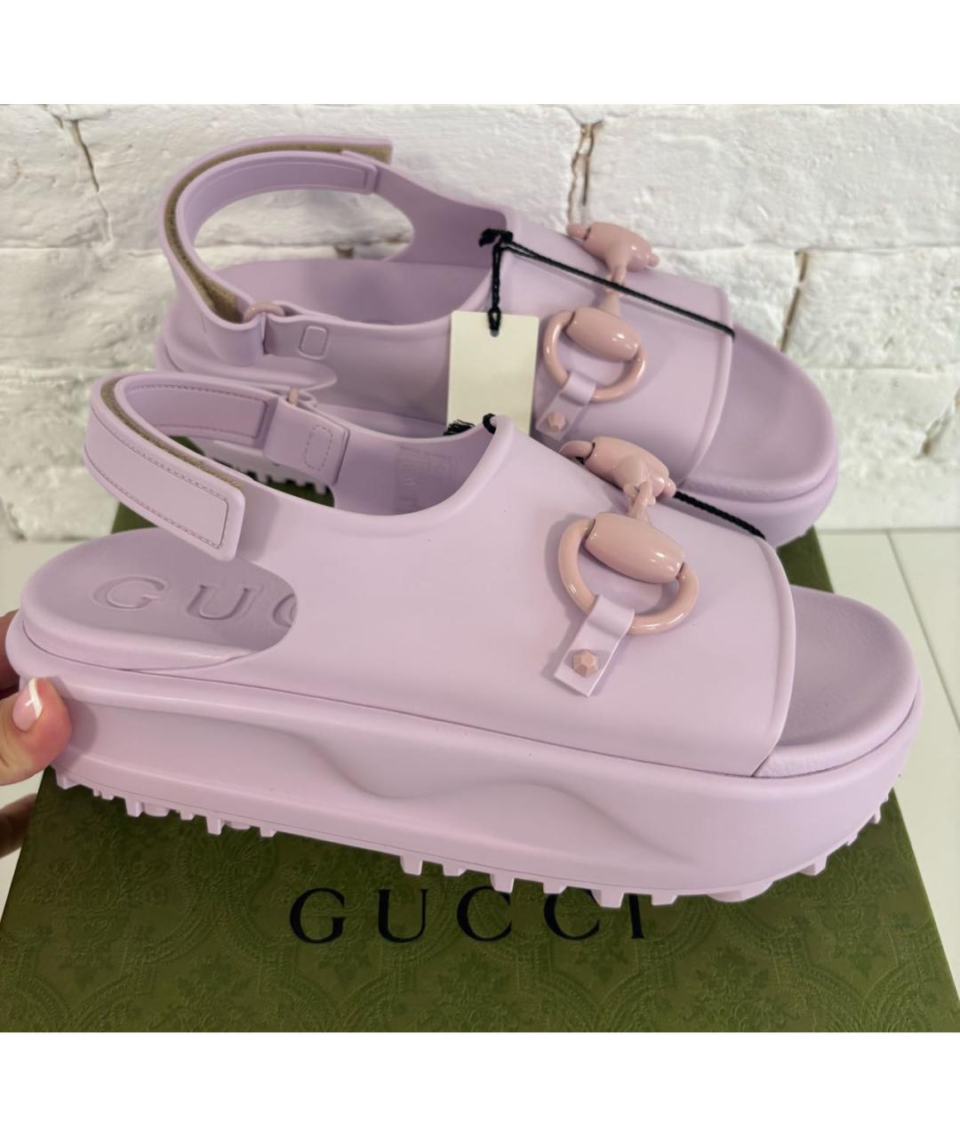 GUCCI Фиолетовые резиновые сандалии, фото 9