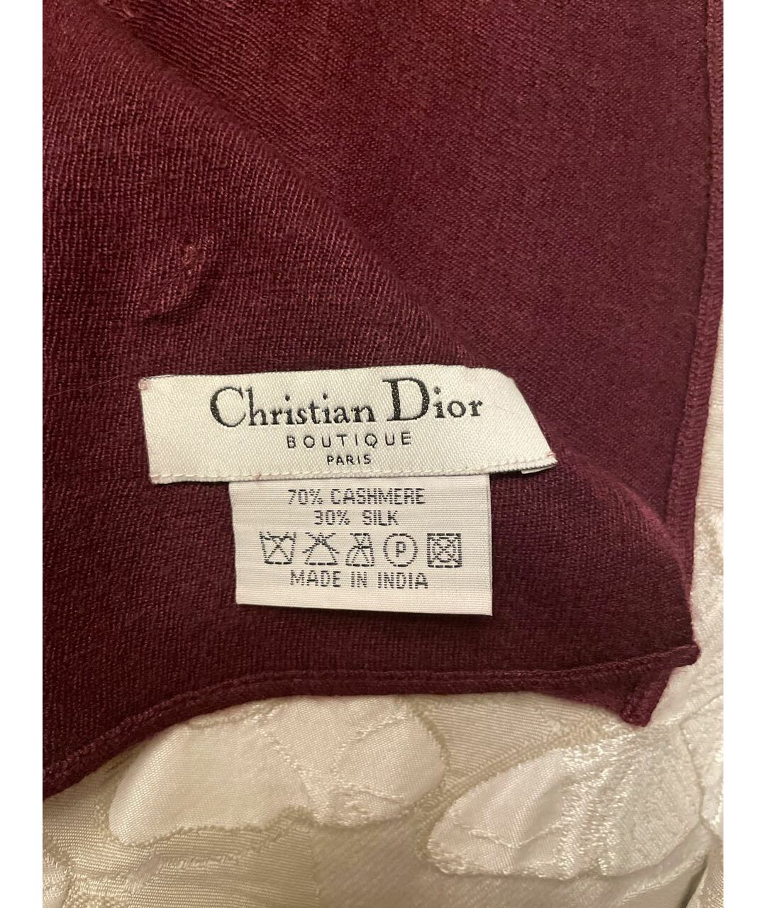 CHRISTIAN DIOR PRE-OWNED Бордовый кашемировый шарф, фото 5