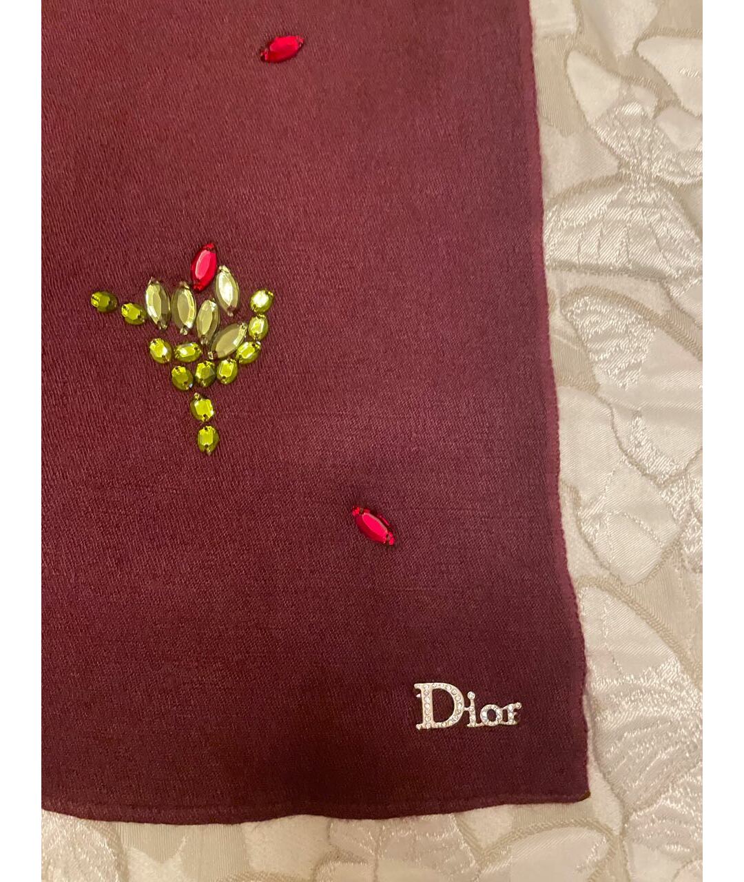 CHRISTIAN DIOR PRE-OWNED Бордовый кашемировый шарф, фото 2