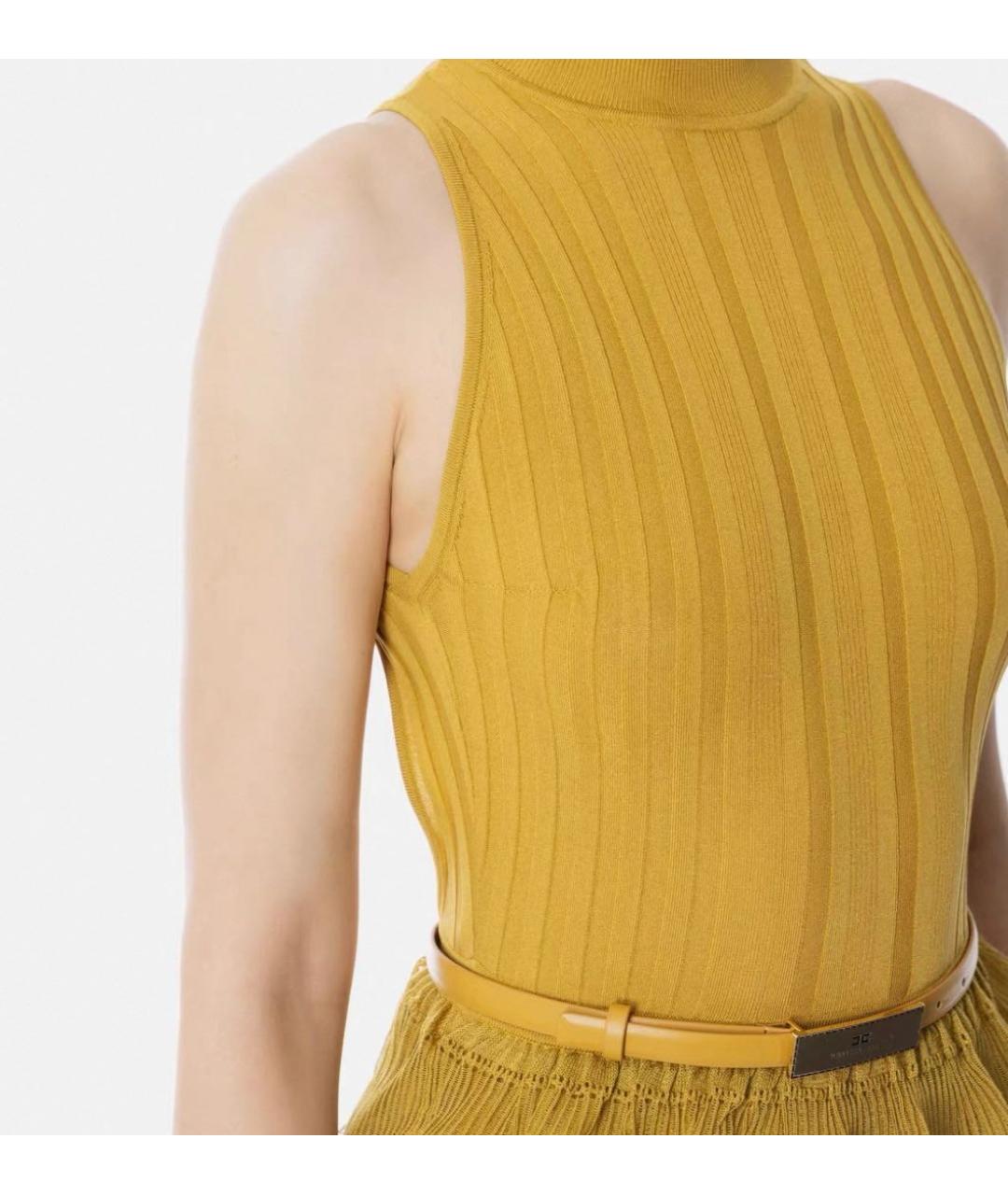 ELISABETTA FRANCHI Горчичное вискозное вечернее платье, фото 6