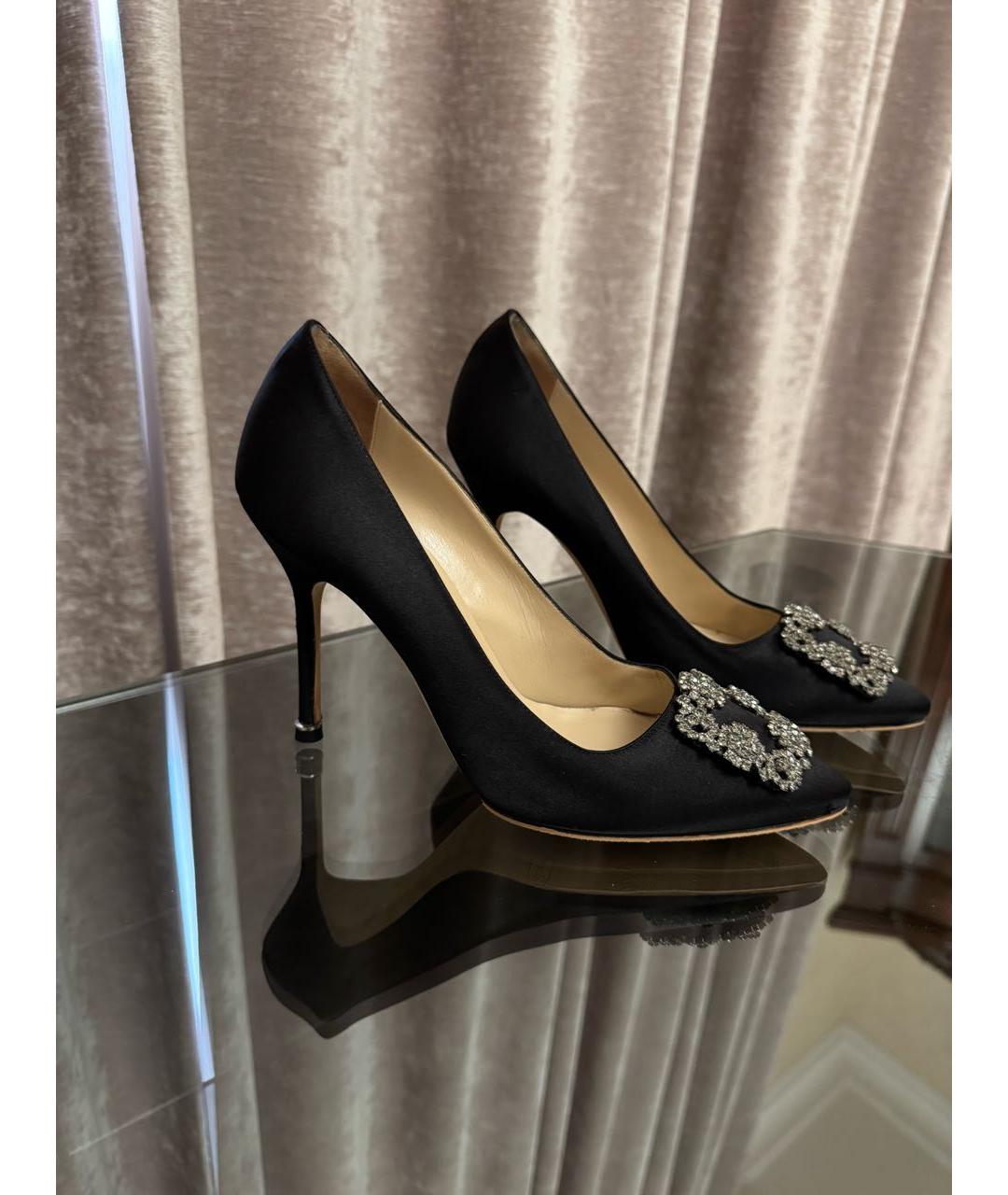 MANOLO BLAHNIK Черные текстильные туфли, фото 8