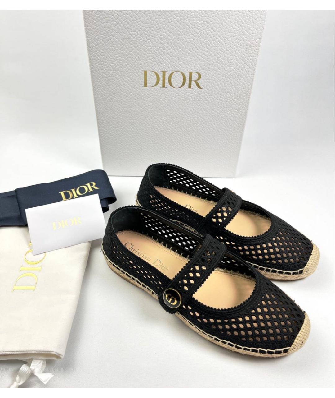 CHRISTIAN DIOR Черные текстильные эспадрильи, фото 2