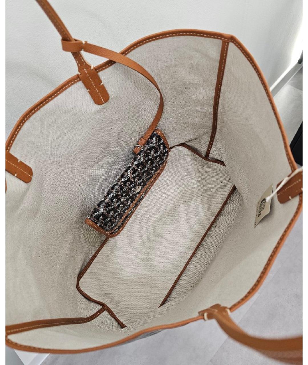 GOYARD Коричневая кожаная сумка тоут, фото 4