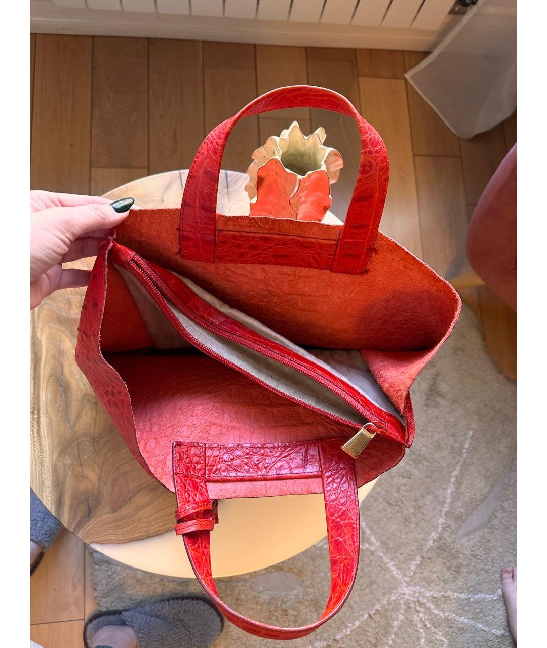 FURLA Красная кожаная сумка с короткими ручками, фото 3