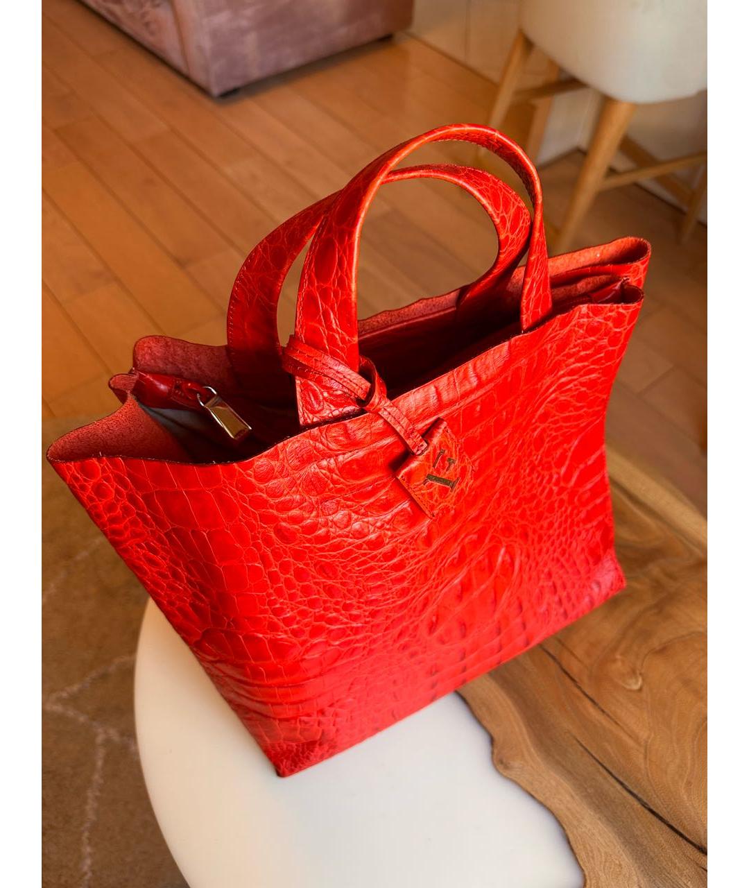 FURLA Красная кожаная сумка с короткими ручками, фото 5