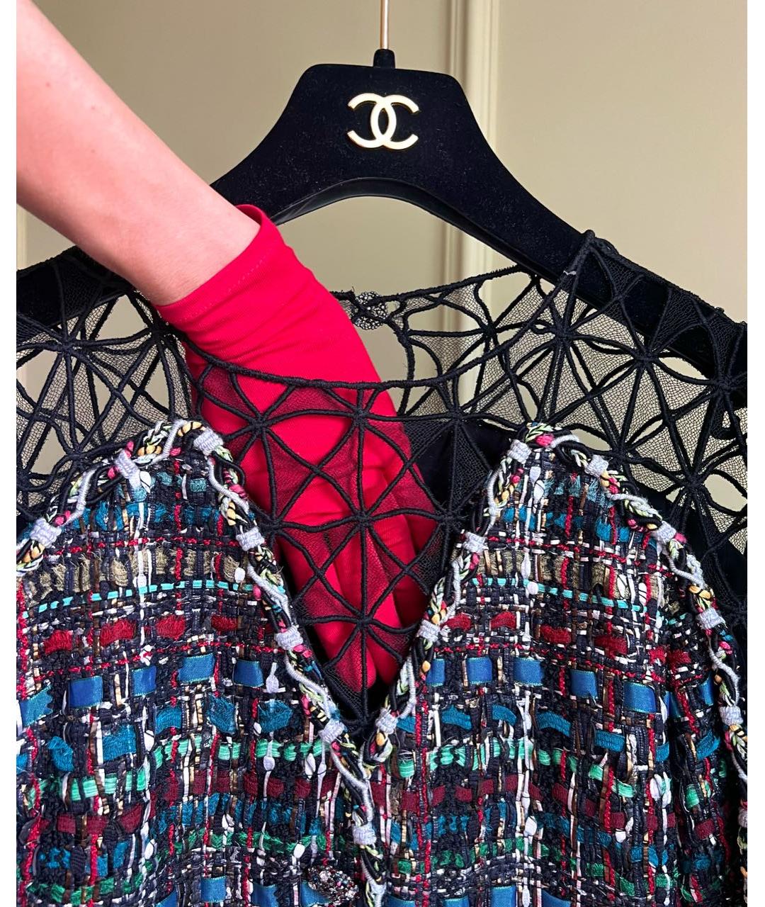 CHANEL Зеленые твидовое вечернее платье, фото 5