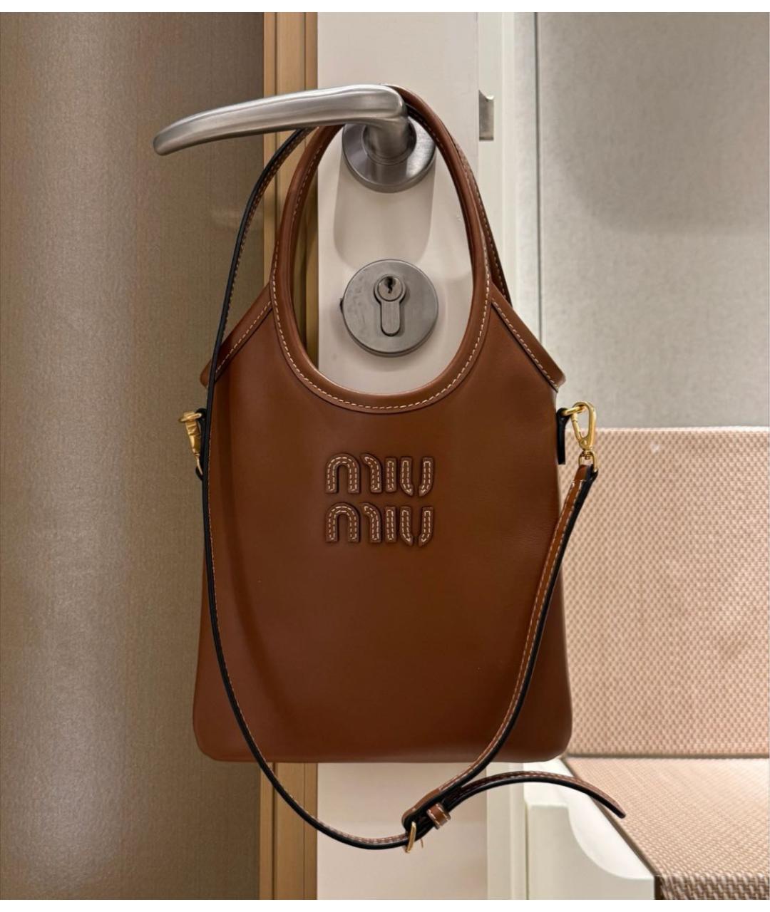 MIU MIU Коричневая кожаная сумка тоут, фото 4