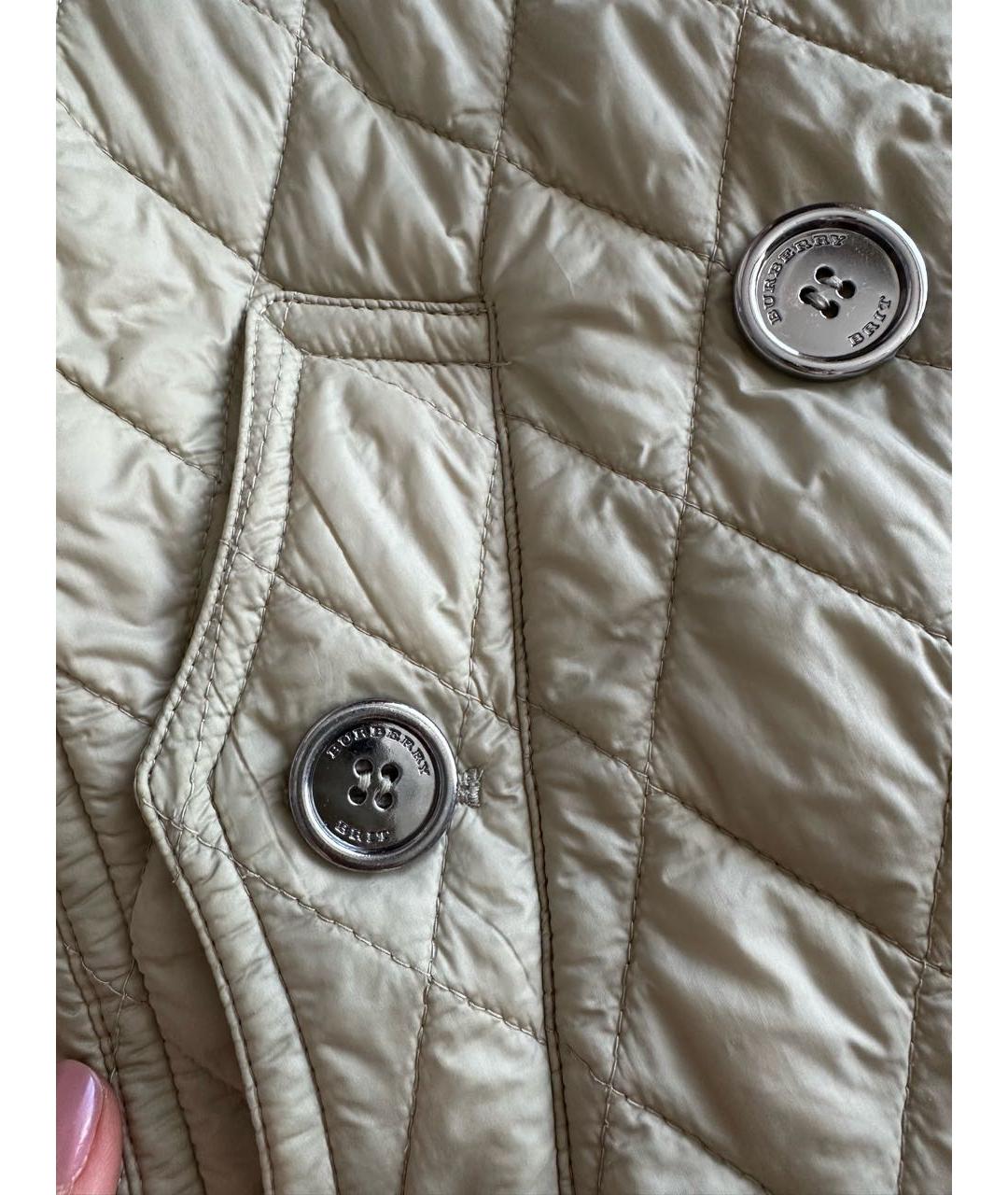 BURBERRY Бежевое полиэстеровое пальто, фото 4