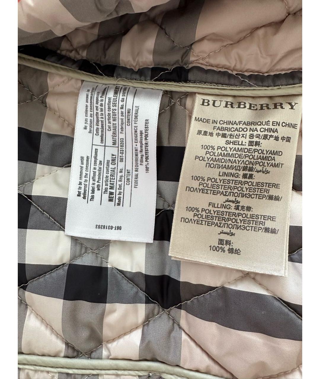 BURBERRY Бежевое полиэстеровое пальто, фото 7