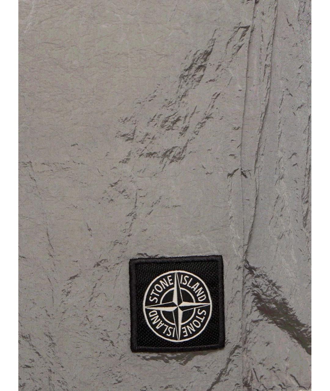 STONE ISLAND Серебряные полиамидовые шорты, фото 4