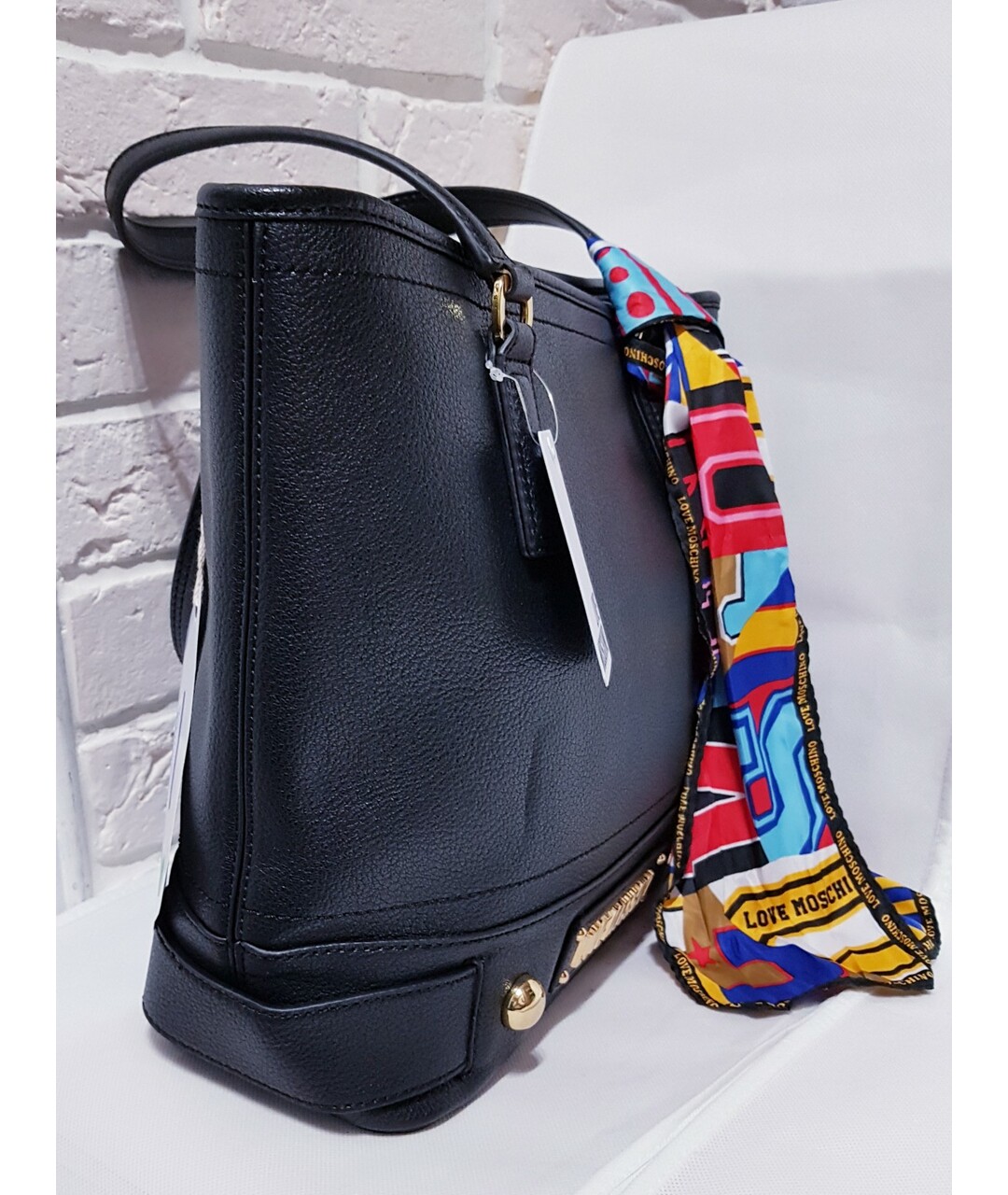LOVE MOSCHINO Черная сумка тоут из искусственной кожи, фото 2