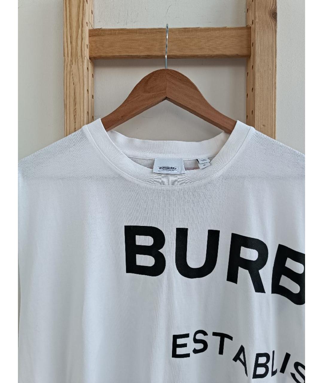 BURBERRY Белая хлопковая футболка, фото 3