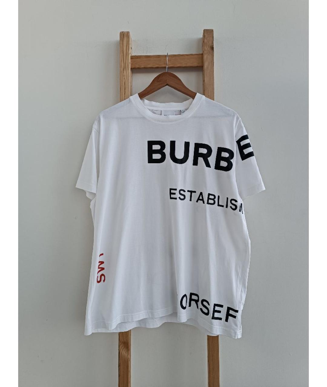 BURBERRY Белая хлопковая футболка, фото 5
