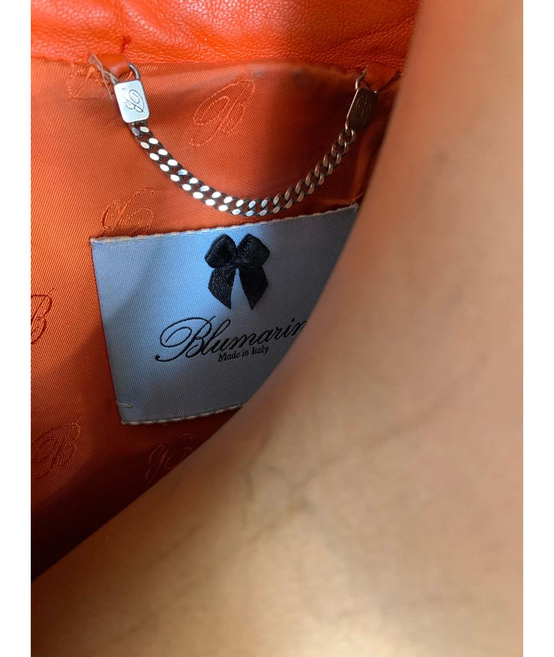 BLUMARINE Оранжевая кожаная куртка, фото 6