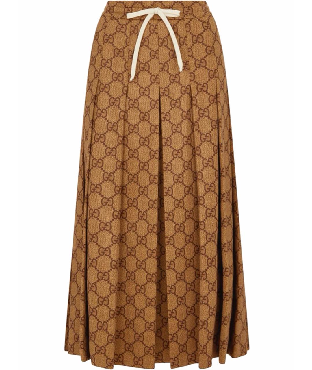 GUCCI Коричневая хлопковая юбка миди, фото 1