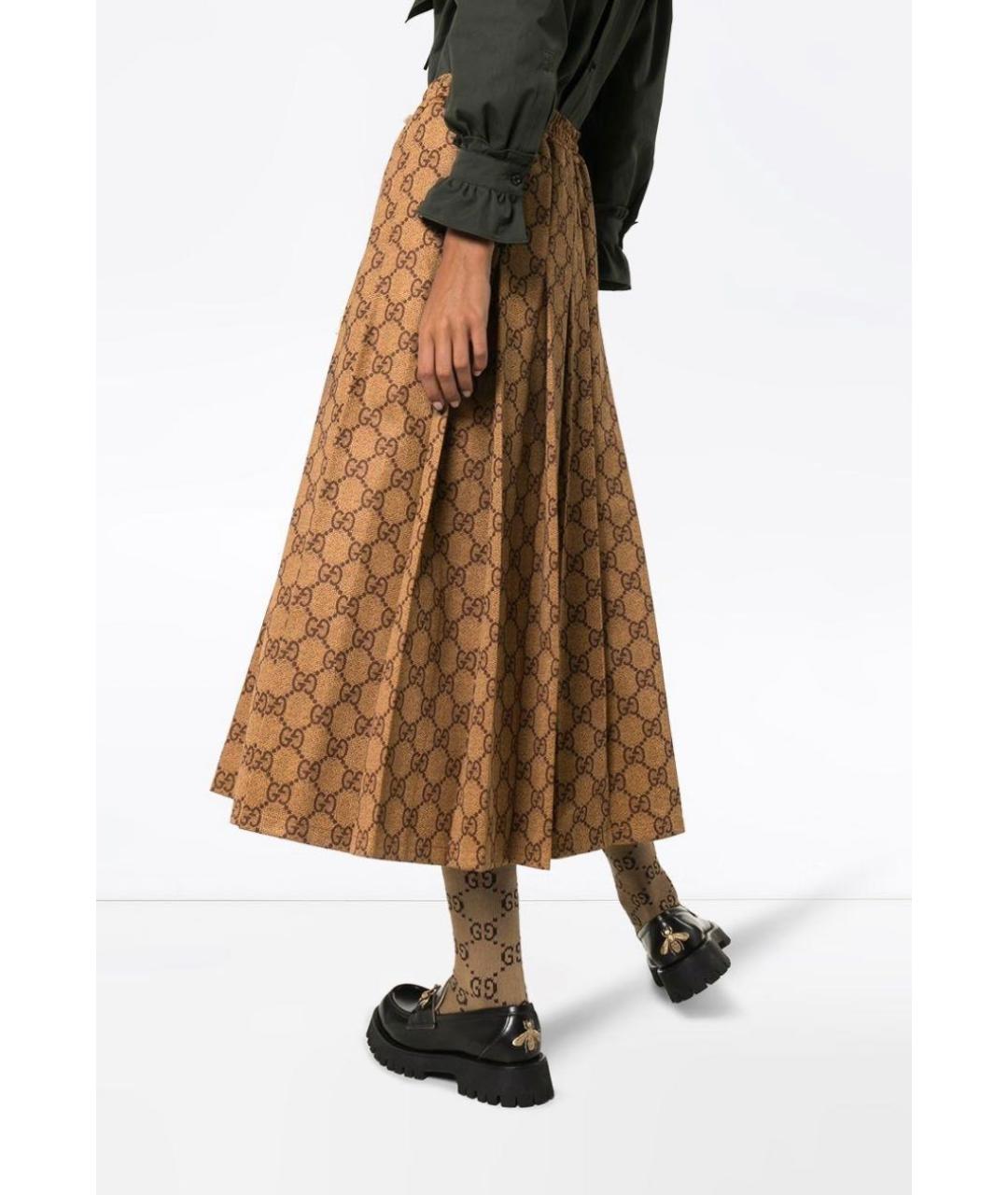 GUCCI Коричневая хлопковая юбка миди, фото 3