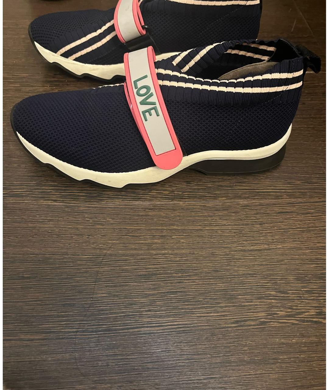 FENDI Темно-синие текстильные кроссовки, фото 9