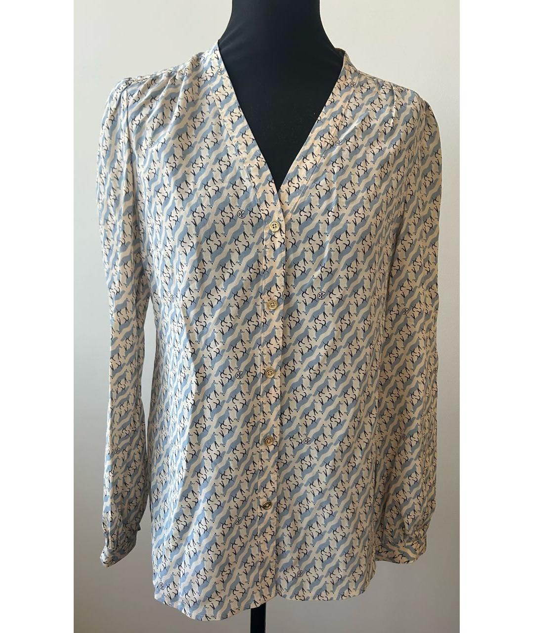 TORY BURCH Голубая шелковая блузы, фото 2
