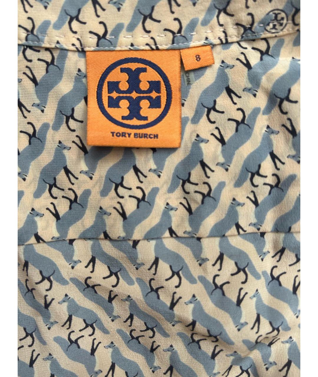 TORY BURCH Голубая шелковая блузы, фото 4
