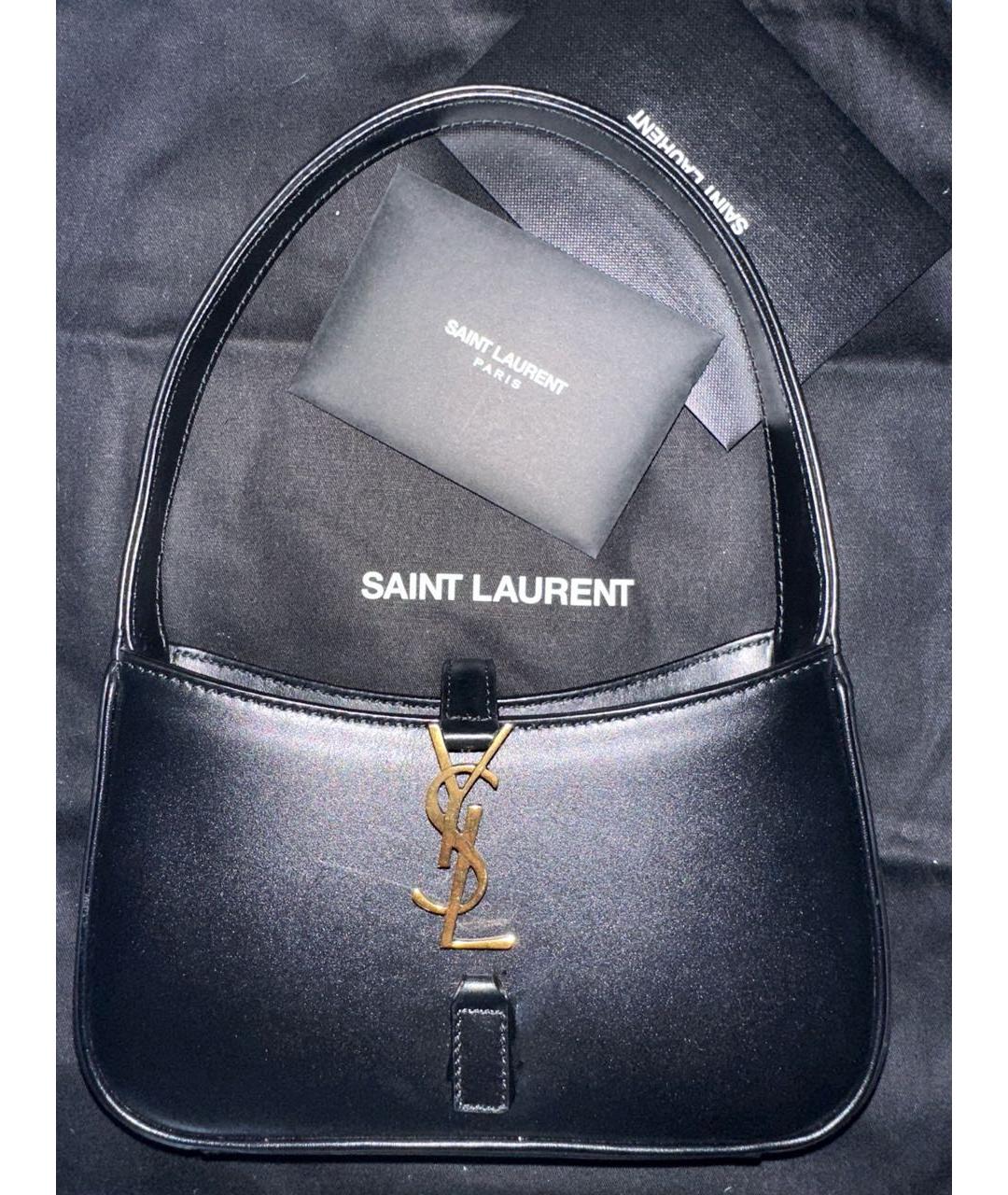 SAINT LAURENT Черная кожаная сумка с короткими ручками, фото 8